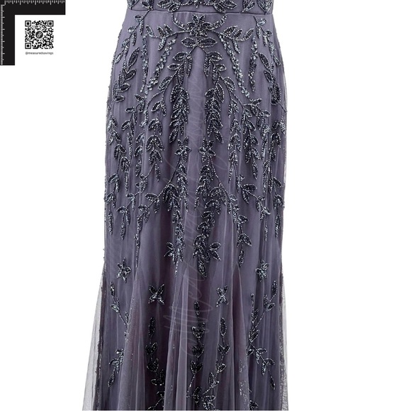Marina Size 4 | Grey Beaded Metallic Tulle Dress | NWOT - Picture 10 of 16